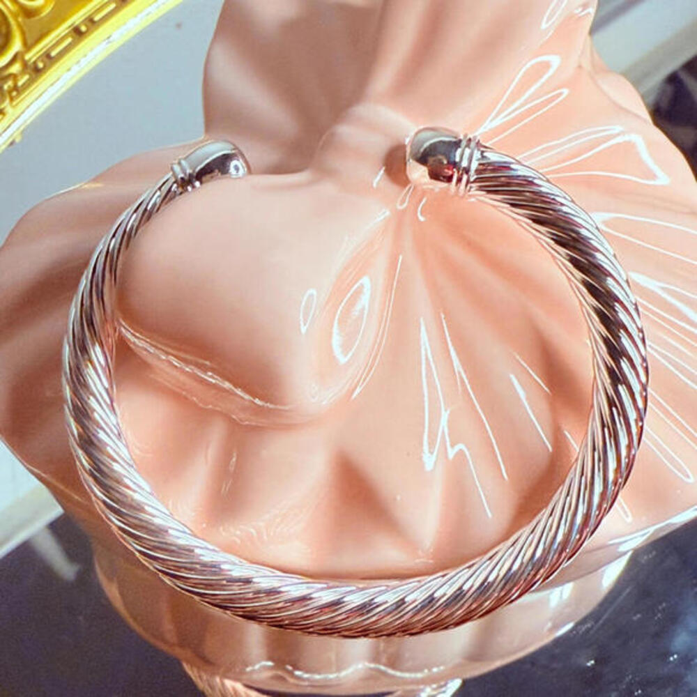 Silver Cable Twist Cuff Bracelet Open Bangle Classic Polished NWT